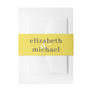 Moderne chique elegante gele blauwe buikband uitnodigingen wikkel