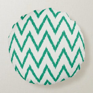 Moderne chique gestructureerd groen ikat chevron p rond kussen