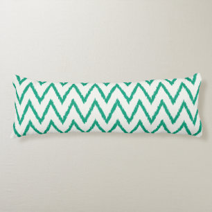 Moderne chique gestructureerde groene ikat-chevron lichaamskussen