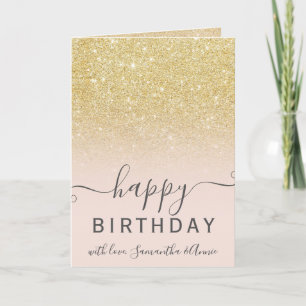 Moderne chique gouden glitter ombre 2 foto verjaar kaart