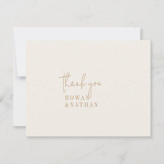 Moderne chique gouden platte bruiloft bedankkaart (Voorkant)