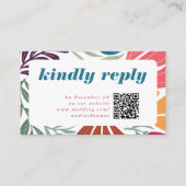 Moderne chique heldere vet retro bloemenbruiloft R Informatiekaartje (Voorkant)