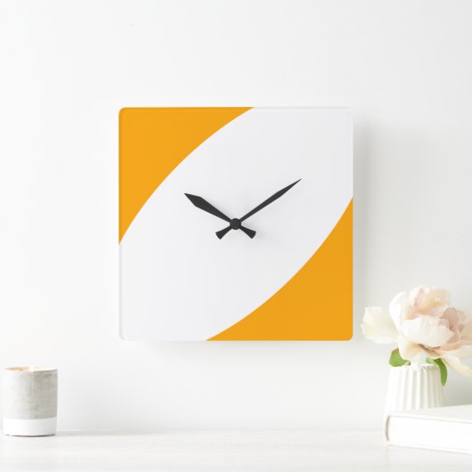 Moderne chique heldergeel Sinaasappel witte rondin Vierkante Klok (Huis)