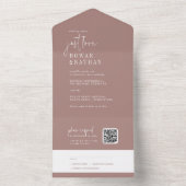 Moderne chique kaneel gewoon liefde QR code bruilo All In One Uitnodiging (Binnen)