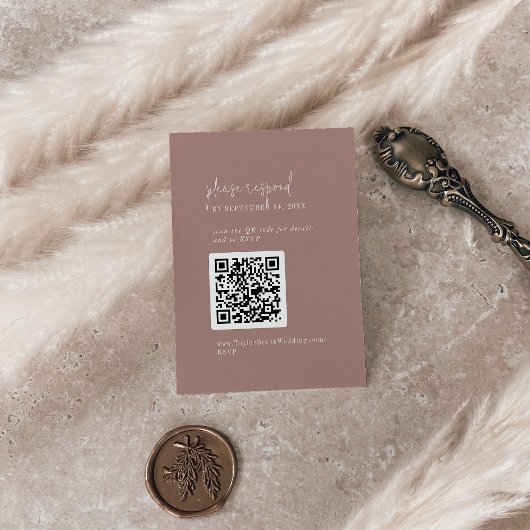 Moderne Chique Kaneel Roze QR Code RSVP Informatiekaartje