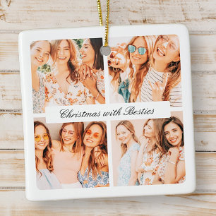 Moderne chique kerst met Besties 4 foto vakantie Keramisch Ornament