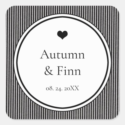 Moderne Chique Klassieke Bruiloft Custom Favor Vierkante Sticker (Voorkant)