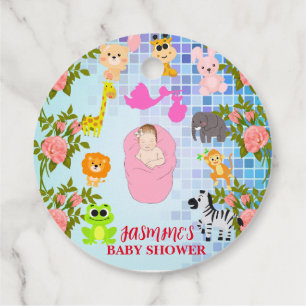 Moderne chique kleurrijke bloemenblauwe Boho Baby Bedankjes Labels