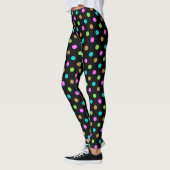 Moderne chique kleurrijke polka stippen zwart leggings (Links)