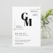 Moderne chique minimale bruiloft monogram QR code Kaart (Staand voorkant)