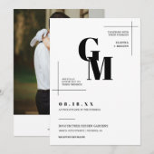 Moderne chique minimale bruiloft monogram QR code Kaart (Voorkant / Achterkant)