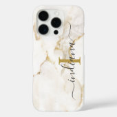 Moderne Chique Monogram Marmer Look Aanpasbaar Case-Mate iPhone Case (Achterkant)