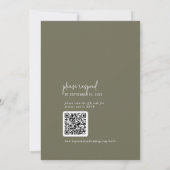 Moderne Chique Olijfgroen Monogram QR Code Bruilof Kaart (Achterkant)
