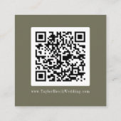 Moderne Chique Olijfgroene QR Code Details Informatiekaartje (Achterkant)