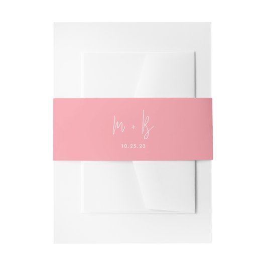 Moderne Chique Pastel Roze Script Monogram Bruilof Uitnodigingen Wikkel (Voorkant Voorbeeld)