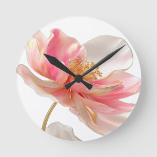 Moderne chique roze bloem accent kussen ronde klok