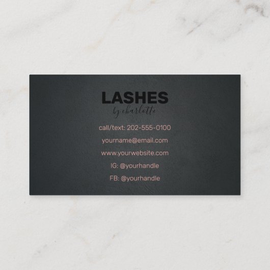 Moderne Chique Roze Glitter & Zwart Lash Artiest Visitekaartje (Achterkant)