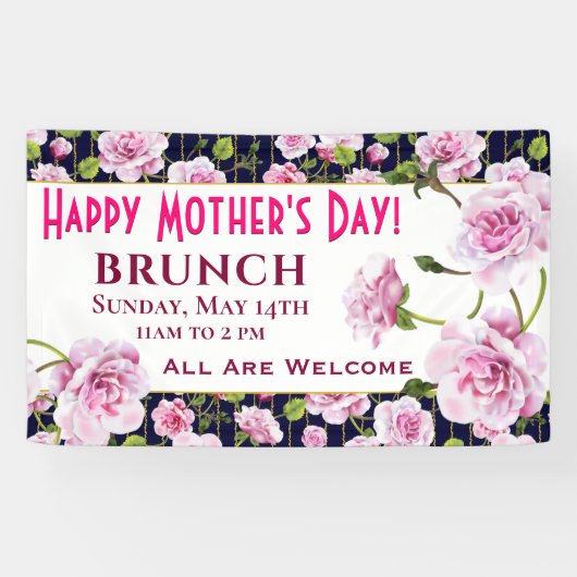 Moderne chique roze rozen | MOEDERDAG Spandoek (Horizontaal)