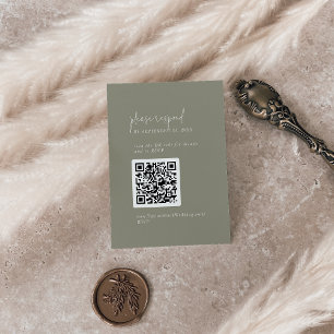Moderne Chique Sage Groene QR Code RSVP Informatiekaartje