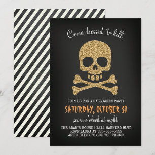 Moderne chique schedel Halloween Party uitnodiging
