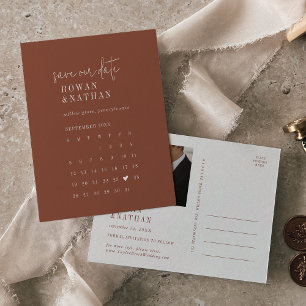 Moderne chique terracotta roest kalender opslaan v uitnodiging briefkaart