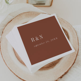 Moderne chique terracotta roest monogram bruiloft servet