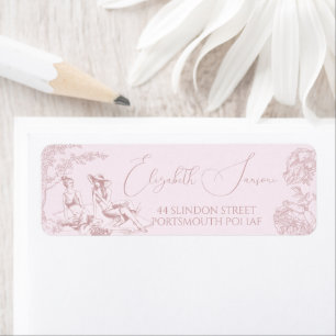 Moderne chique Toile de Jouy picknick bruidsdouche Etiket