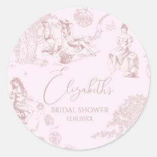 Moderne chique Toile de Jouy picknick bruidssalon Ronde Sticker