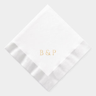Moderne chique trouwmonogram van koppel in goud folie servetten
