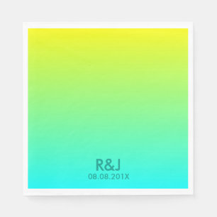 Moderne chique turquoise geel groen ombre bruiloft servetten