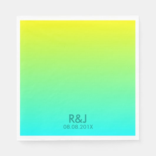 Moderne chique turquoise geel groen ombre bruiloft servetten (Voorkant)