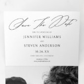 Moderne chique twee verticale foto sla de datum Ka Drieluik Uitnodiging (Binnenzijde eerst)