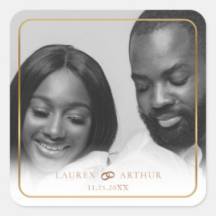 Moderne chique ultra minimale gouden Lijst foto br Vierkante Sticker