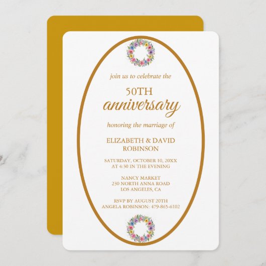 Moderne chique viering 50ste verjaardag bruiloft kaart (Voorkant / Achterkant)