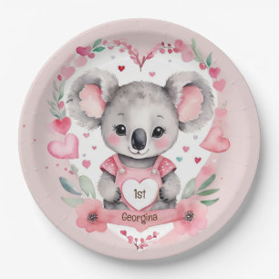 Moderne chique Waterverf Koala Roze Verjaardagsfee Papieren Bordje