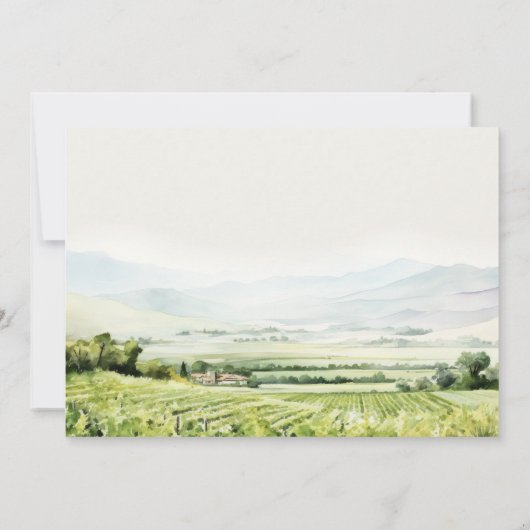Moderne chique Waterverf wijngaard Landschap Bruil Bedankkaart (Achterkant)