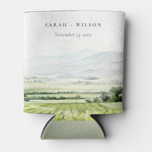 Moderne chique Waterverf wijngaard Landschap Bruil Blikjeskoeler (Voorkant)
