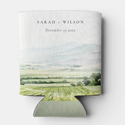 Moderne chique Waterverf wijngaard Landschap Bruil Blikjeskoeler (Achterkant)