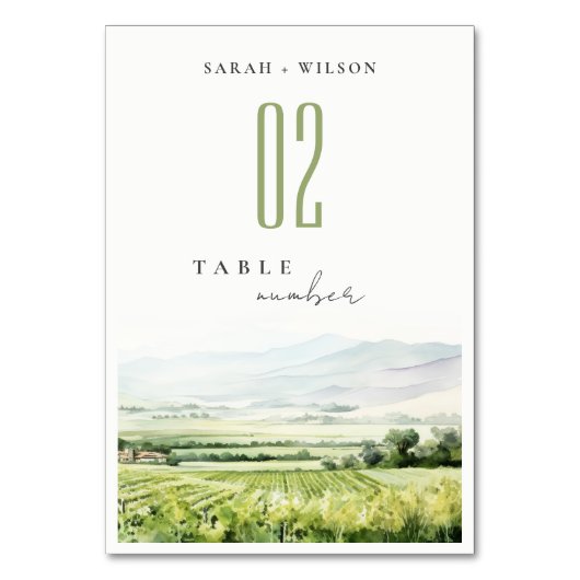 Moderne chique Waterverf wijngaard Landschap Bruil Kaart (Achterkant)