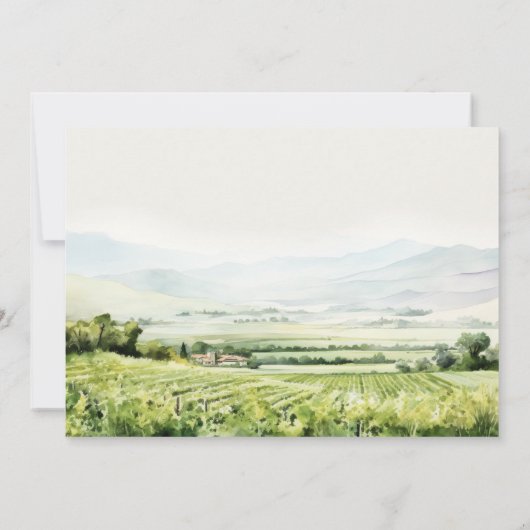 Moderne chique Waterverf wijngaard Landschap Bruil Save The Date (Achterkant)