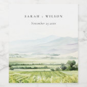 Moderne chique Waterverf wijngaard Landschap Bruil Wijn Etiket (Enkel label)