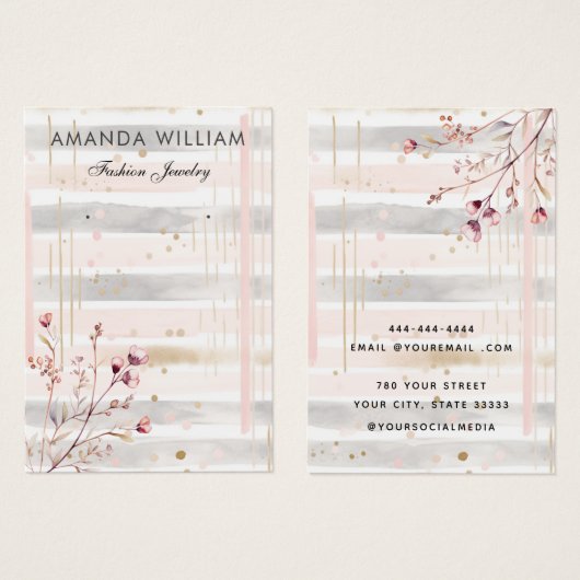 Moderne chique wilde bloem bloemen oorbel display visitekaartje (Voorkant /achterkant)