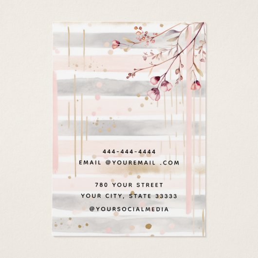 Moderne chique wilde bloem bloemen oorbel display visitekaartje (Achterkant)