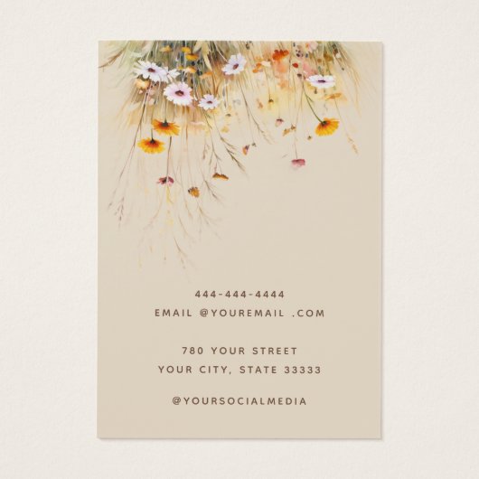Moderne chique wilde bloem bloemen oorbel display  visitekaartje (Achterkant)