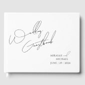 Moderne Chique Wit & Zwart Scripts Bruiloft Gastenboek (Voorkant)