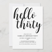 Moderne Chique Zwart & Wit 30e Verjaardagsfeest Kaart (Voorkant)