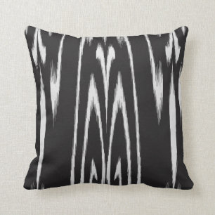 Moderne chique zwart-wit abstract ikat kussen