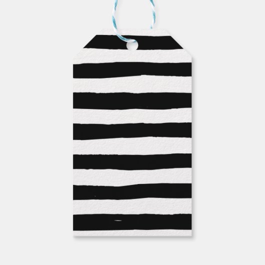 Moderne chique zwart & wit strepen dank u cadeaulabel (Achterkant)