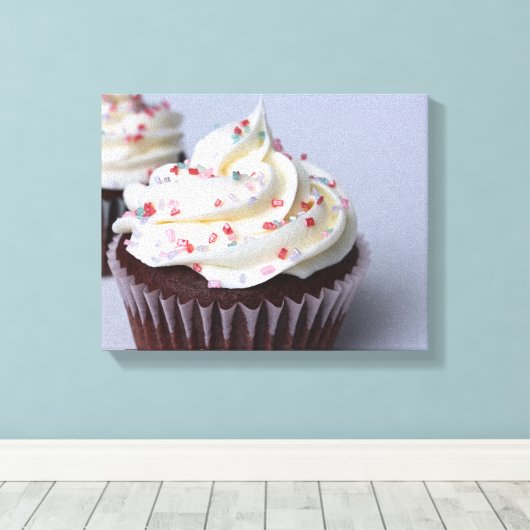 Moderne chocolade cupcakes met spruitjes canvas afdruk (Insitu (Houten vloer))
