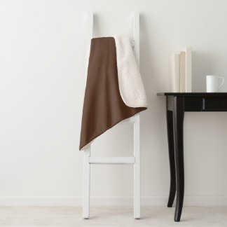 Moderne Chocoladebruine Effen Kleur Sherpa Deken
